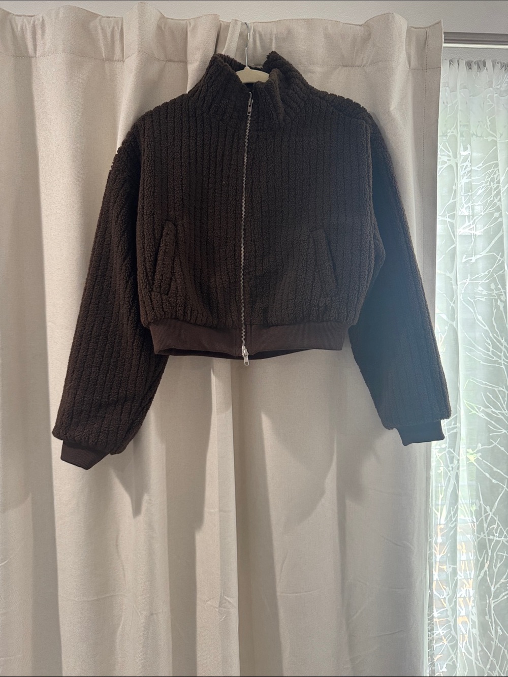 Le Lis Cropped Quilted Bomber Jacket - Dark Brown
